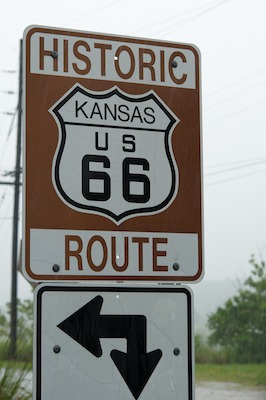 Route 66 - 13 Miles in Kansas, the Sunflower State